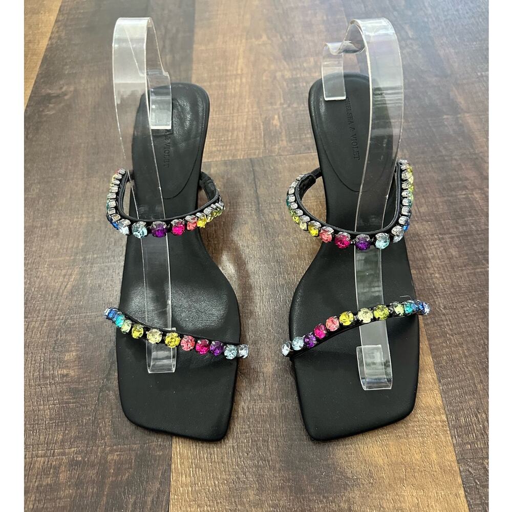Chelsea And Violet Gypsy Rainbow Jeweled Squared Toed Sandal Size 10